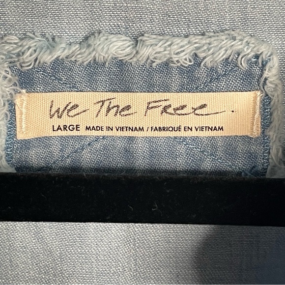 Free People Light Blue Denim V-Neck Top - Picture 3 of 5